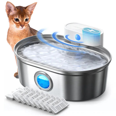 Uah Pet 2025 Upgrade Stainless Steel Cordless Pet Water Fountain